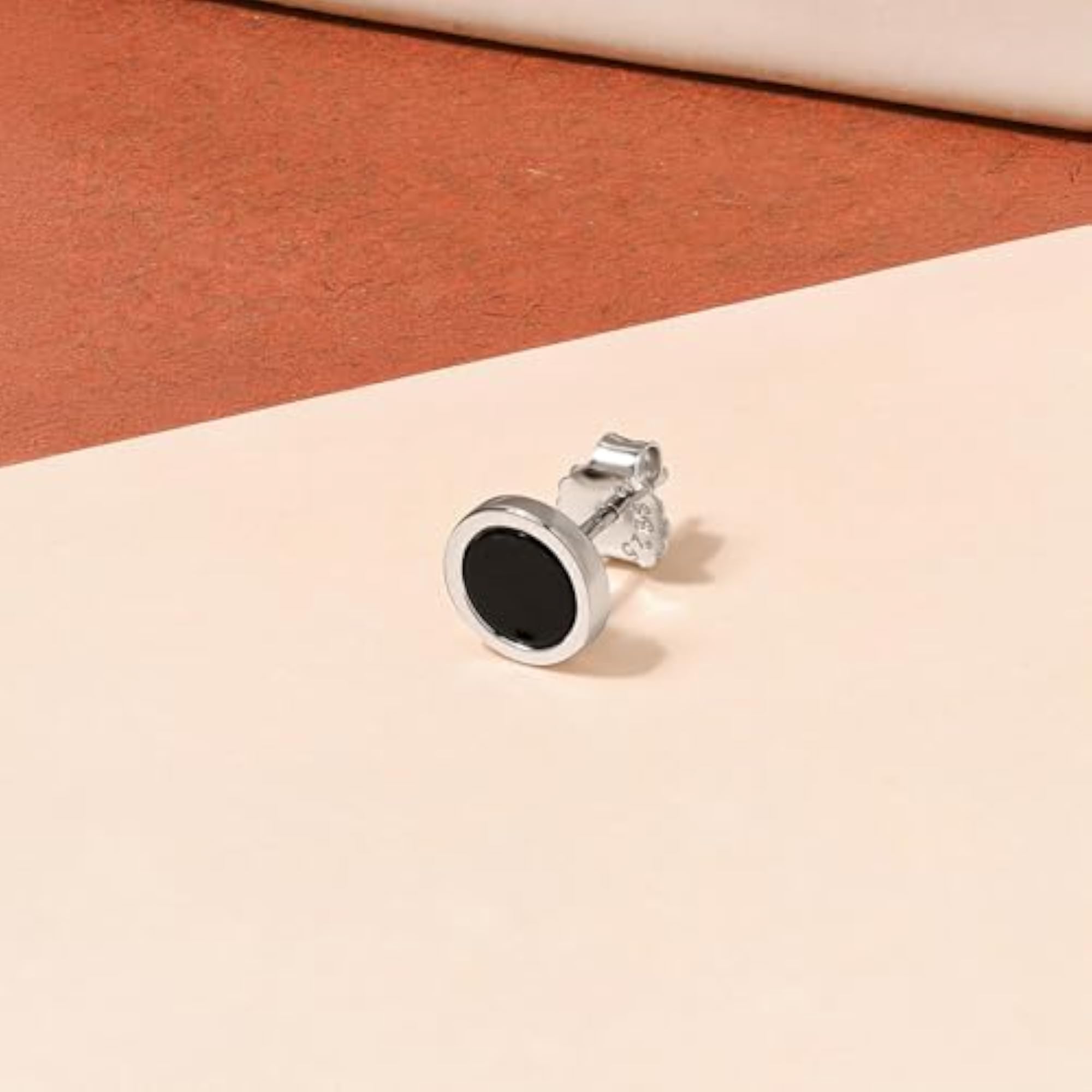 Men's Pure 925 Silver Midnight Black Stud Earrings